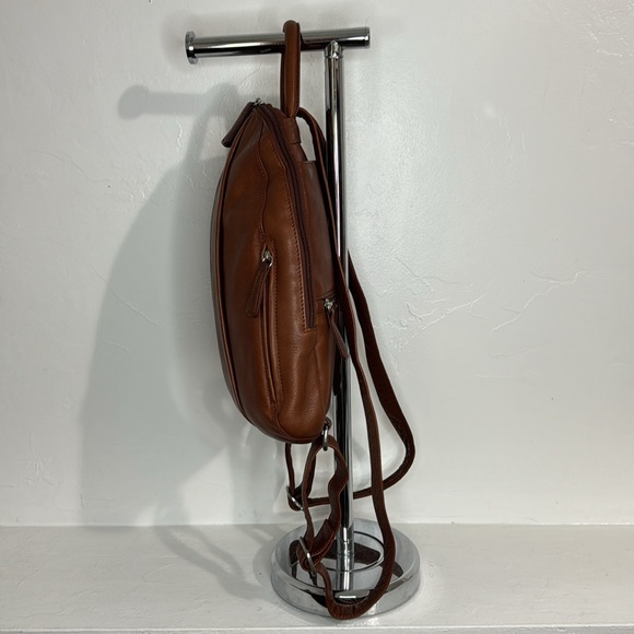 Osgoode Marley Teardrop Multi Zip Brandy Leather Backpack - Picture 6 of 14